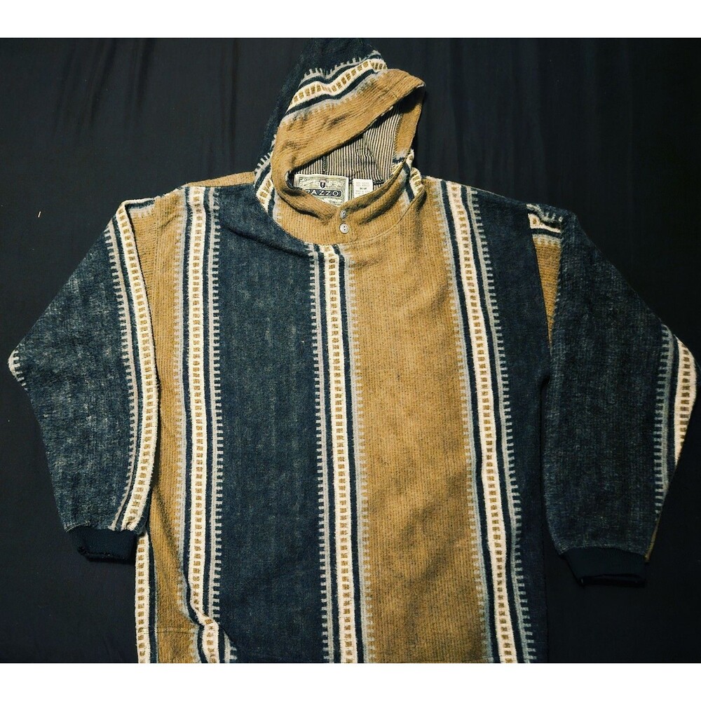 Vintage 90s Surf Skate PAZZO Hoodie Medium Black Olive Knit Streetwear Rad Rare